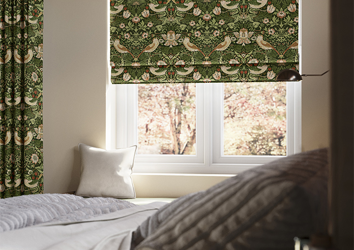 William Morris At Home Strawberry Thief, Nettle - Twist&Fit Roman Blind - Image 5